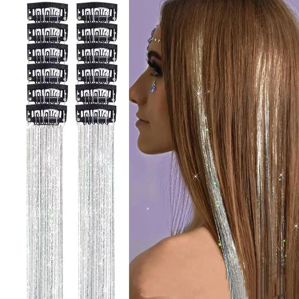 Glitzer-Lametta-Clip-Set, 12-teilig