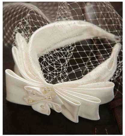 Champagner-Mesh-Schleifen-Stirnband, Braut