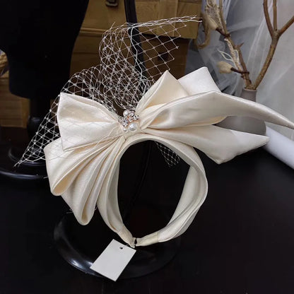 Champagner-Mesh-Schleifen-Stirnband, Braut