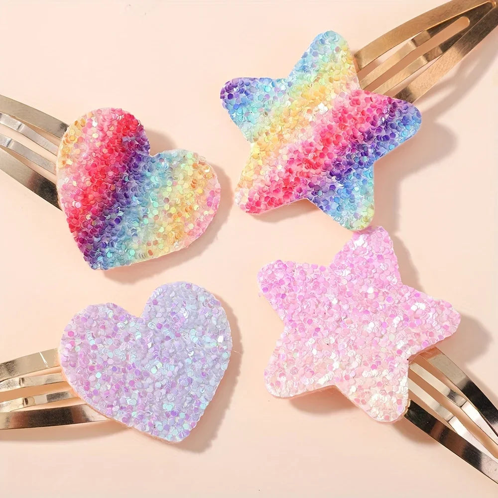 Glitzer-Regenbogen-Kaninchen-BB-Clips, 16-teilig