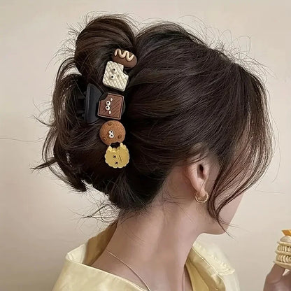 4er-Set Haarkrallen, Wave-Design
