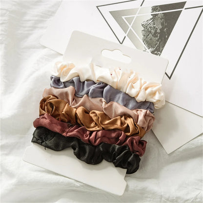 Satin-Haargummis, 6er-Set