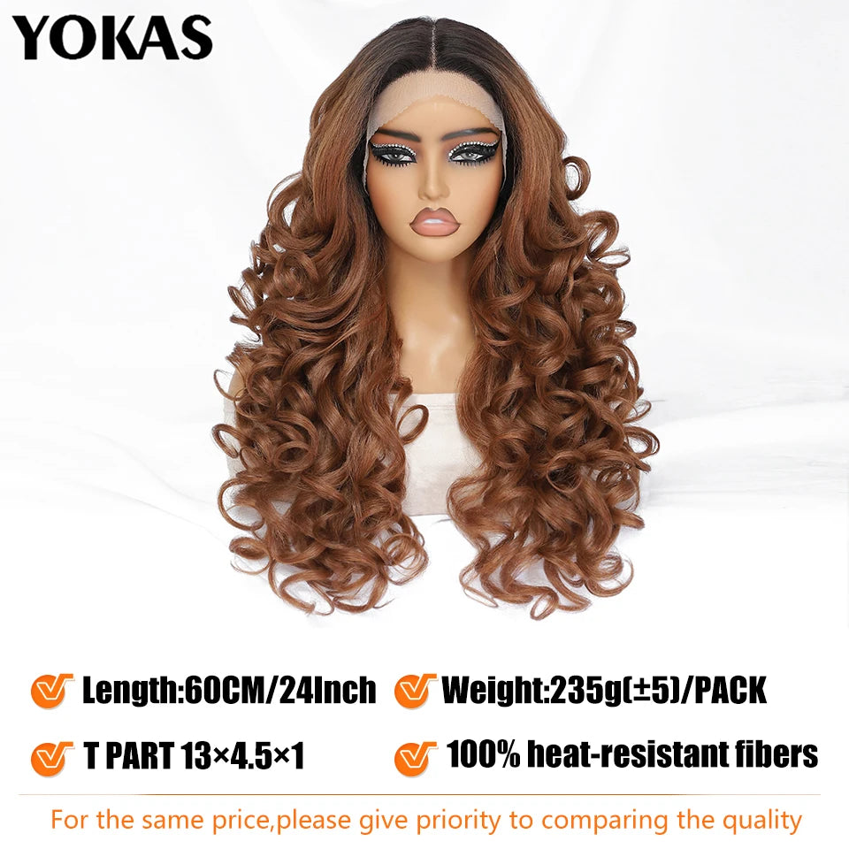 Lockige Lace-Front-Perücke mit Pony, synthetisch