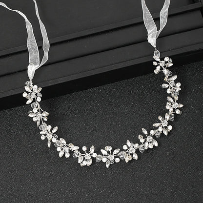 Silber-Stirnband mit Strass-Ranken, Braut