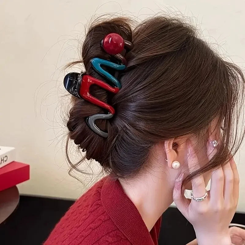 4er-Set Haarkrallen, Wave-Design