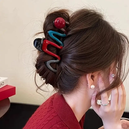 4er-Set Haarkrallen, Wave-Design