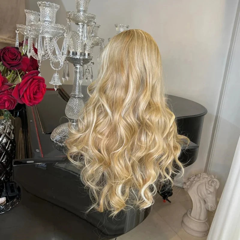 Hellblonde Lace-Front-Perücke, hitzebeständig – Produktfoto 2