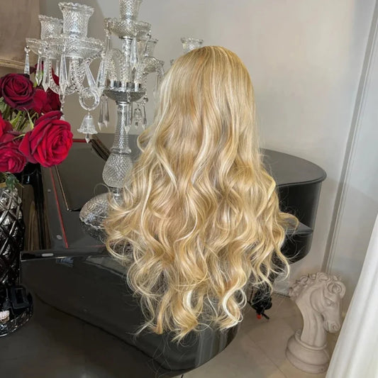 Hellblonde Lace-Front-Perücke, hitzebeständig – Produktfoto 2