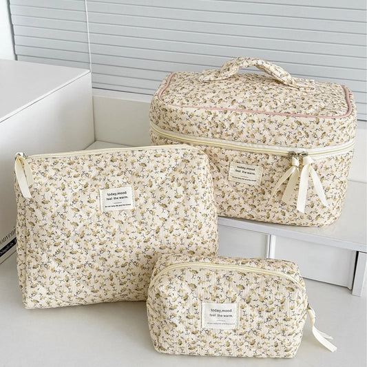 Vintage-Blumendruck-Kosmetiktasche
