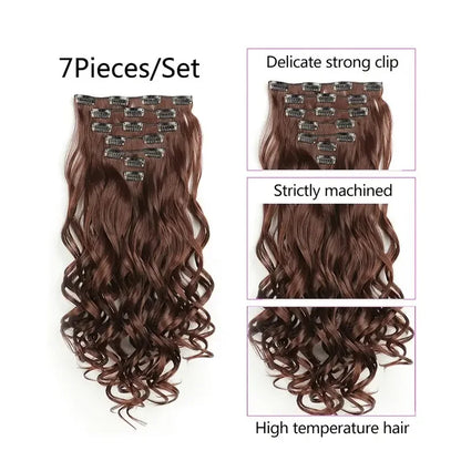 Clip-Extensions 7-teilig, lockig & gewellt, 22 Zoll