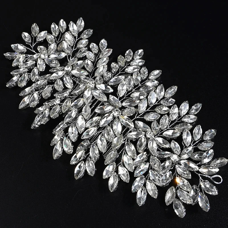 Grüner Strass-Haarkamm-Tiara