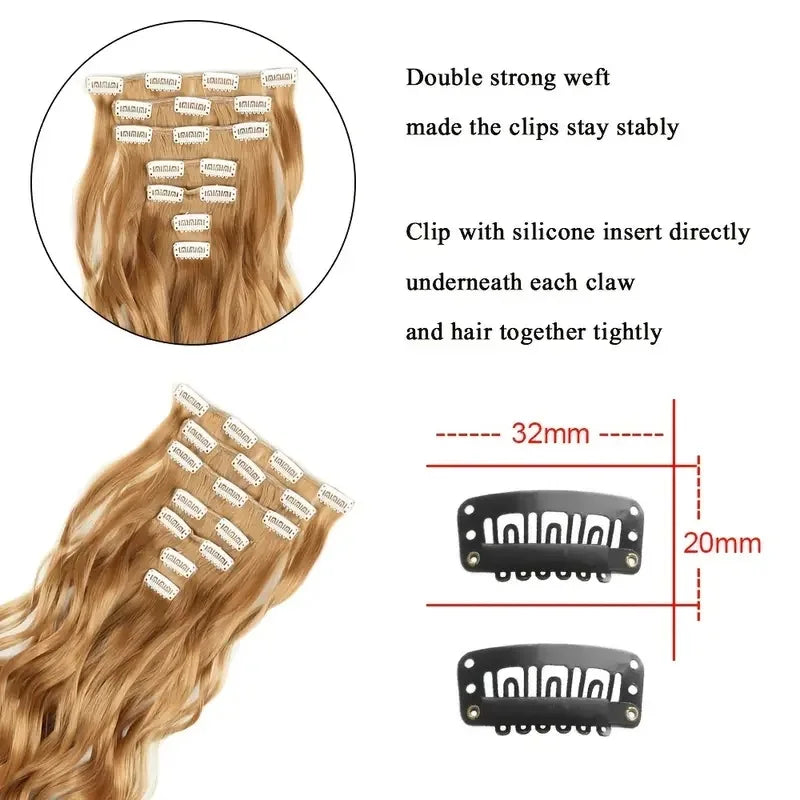 Clip-Extensions 7-teilig, lockig & gewellt, 22 Zoll