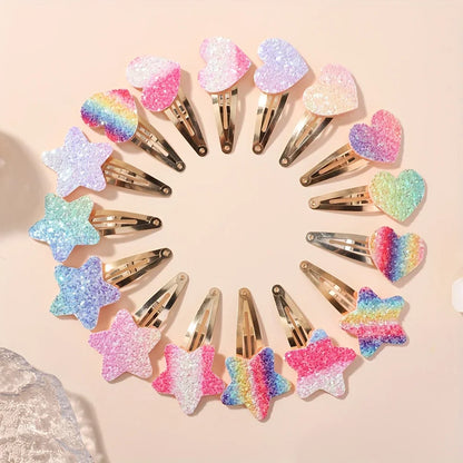 Glitzer-Regenbogen-Kaninchen-BB-Clips, 16-teilig
