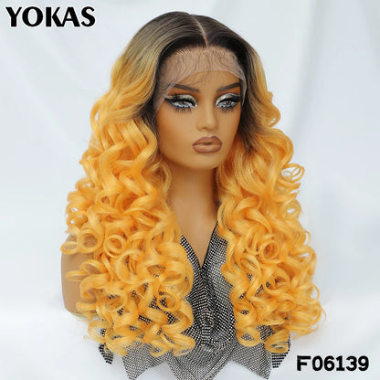 Lockige Lace-Front-Perücke mit Pony, synthetisch