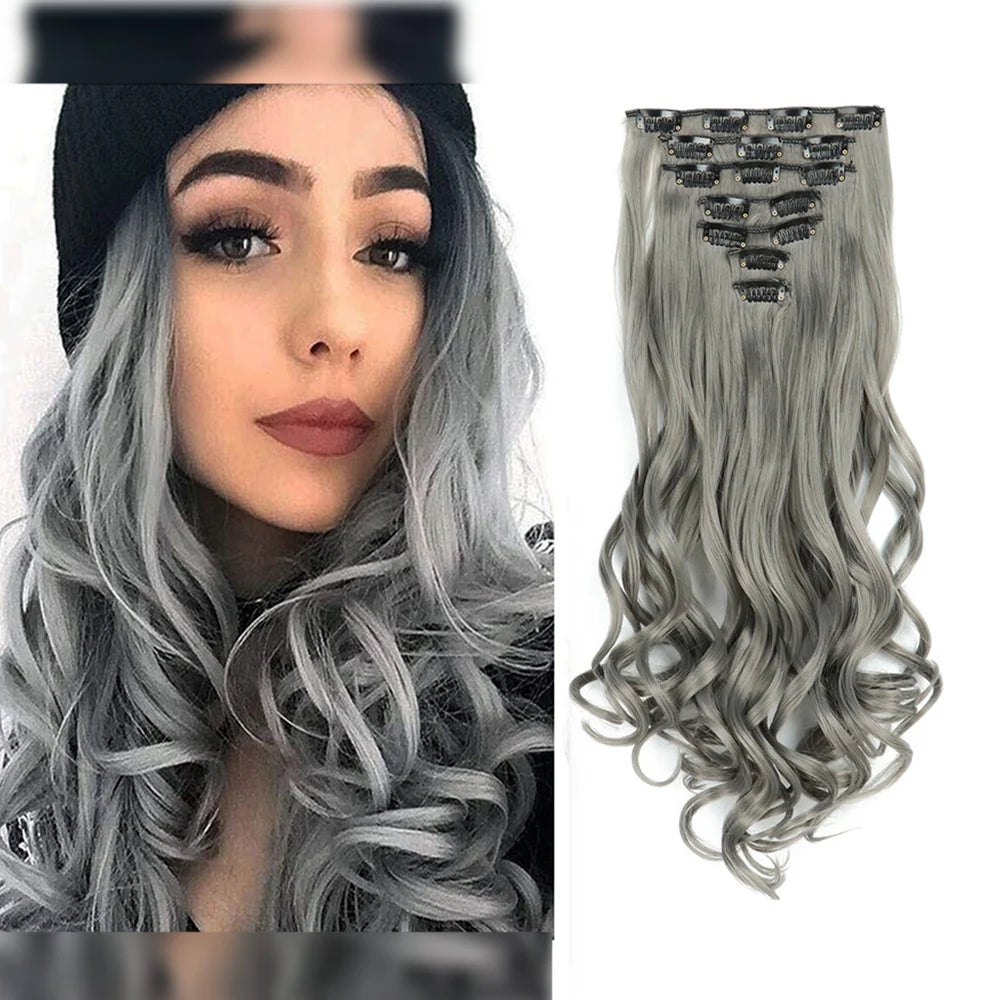 Clip-Extensions 7-teilig, lockig & gewellt, 22 Zoll