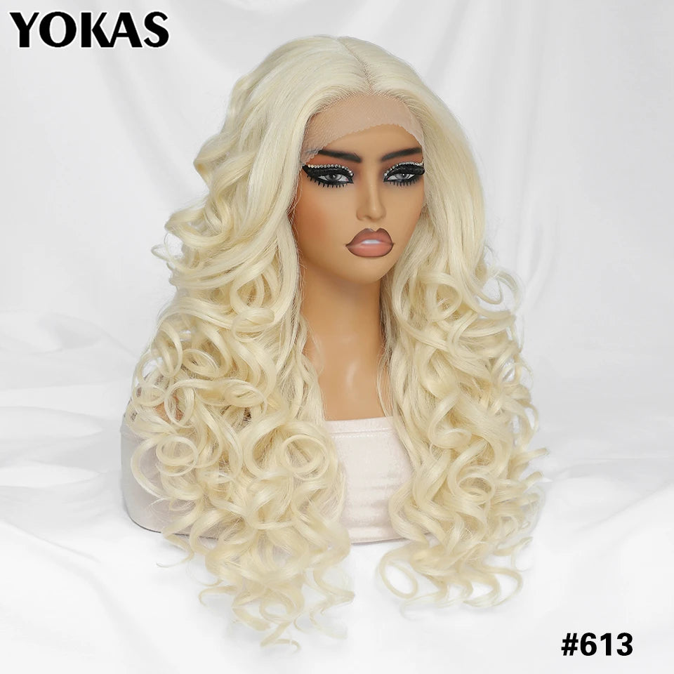 Lockige Lace-Front-Perücke mit Pony, synthetisch