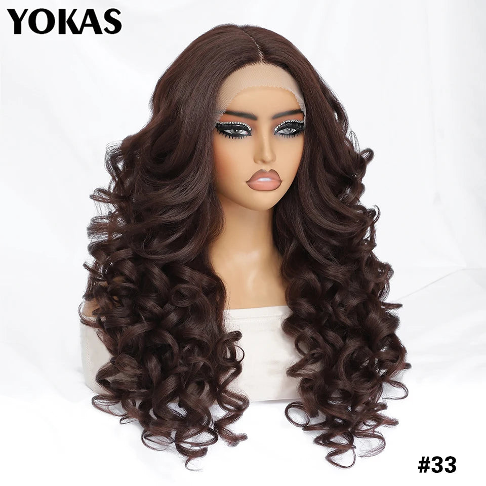 Lockige Lace-Front-Perücke mit Pony, synthetisch