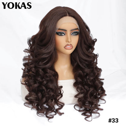 Lockige Lace-Front-Perücke mit Pony, synthetisch