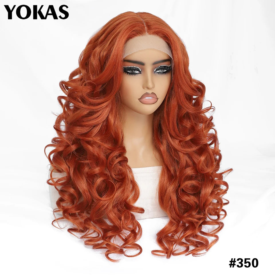 Lockige Lace-Front-Perücke mit Pony, synthetisch