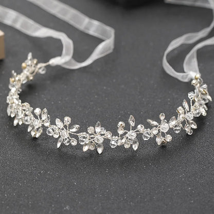 Silber-Stirnband mit Strass-Ranken, Braut