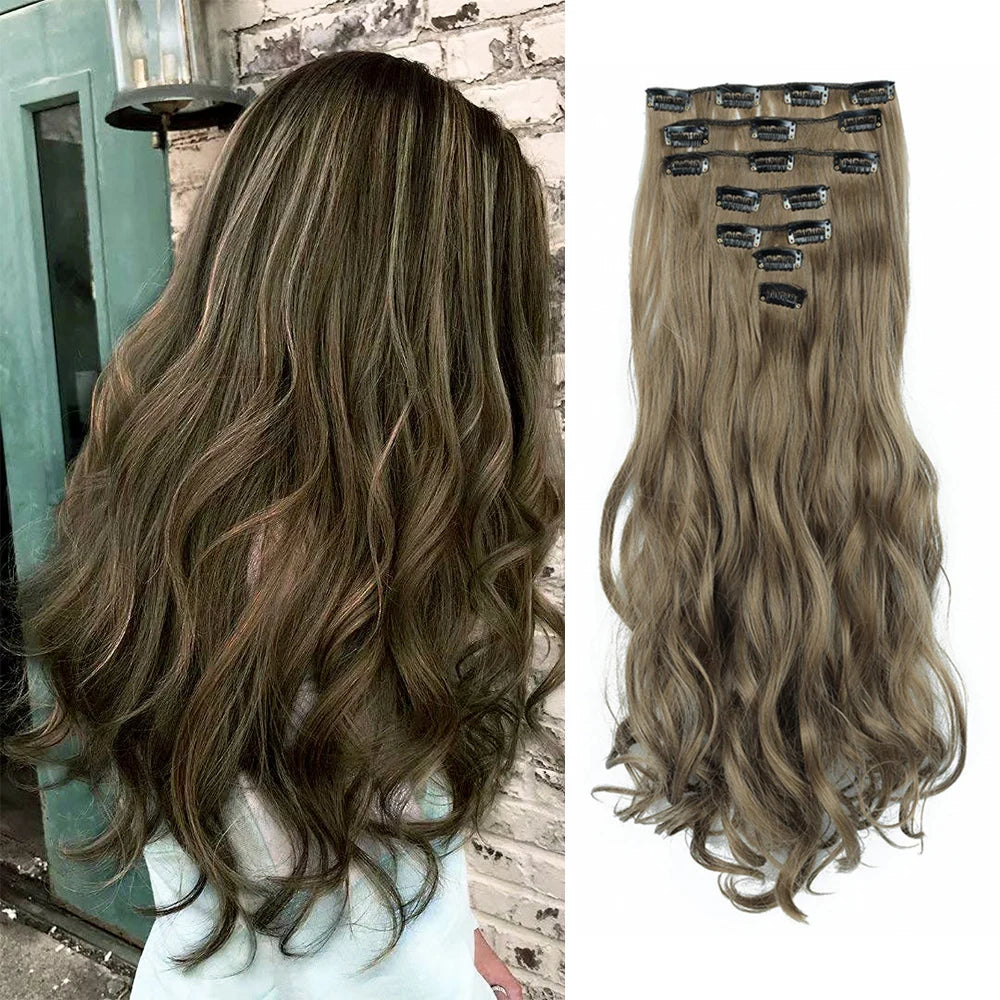 Clip-Extensions 7-teilig, lockig & gewellt, 22 Zoll