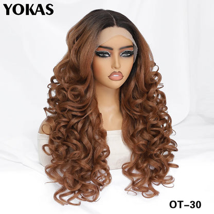 Lockige Lace-Front-Perücke mit Pony, synthetisch