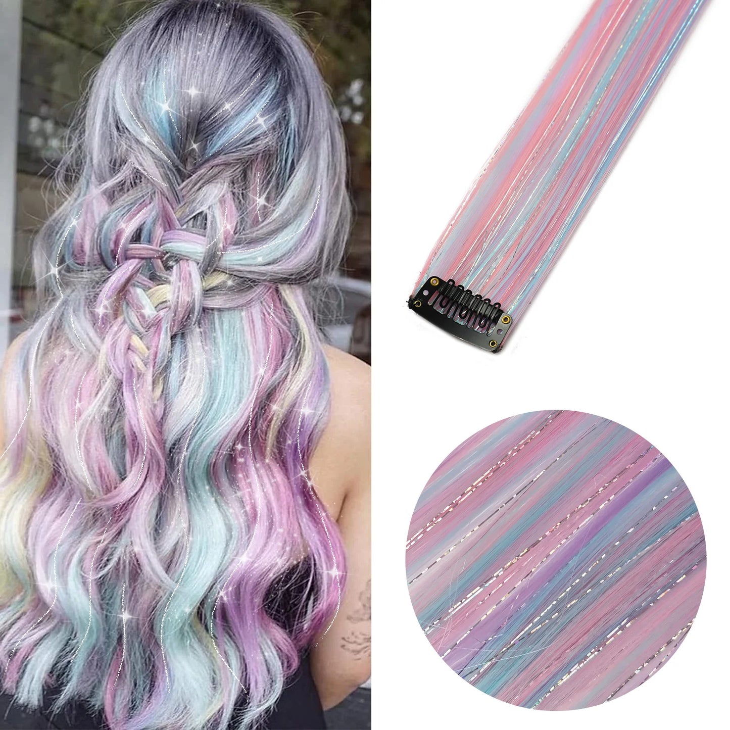 Clip-Extensions, bunte Party-Highlights, 22 Zoll