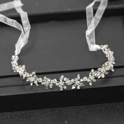 Silber-Stirnband mit Strass-Ranken, Braut
