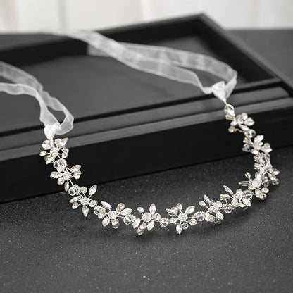 Silber-Stirnband mit Strass-Ranken, Braut