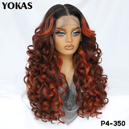 Lockige Lace-Front-Perücke mit Pony, synthetisch
