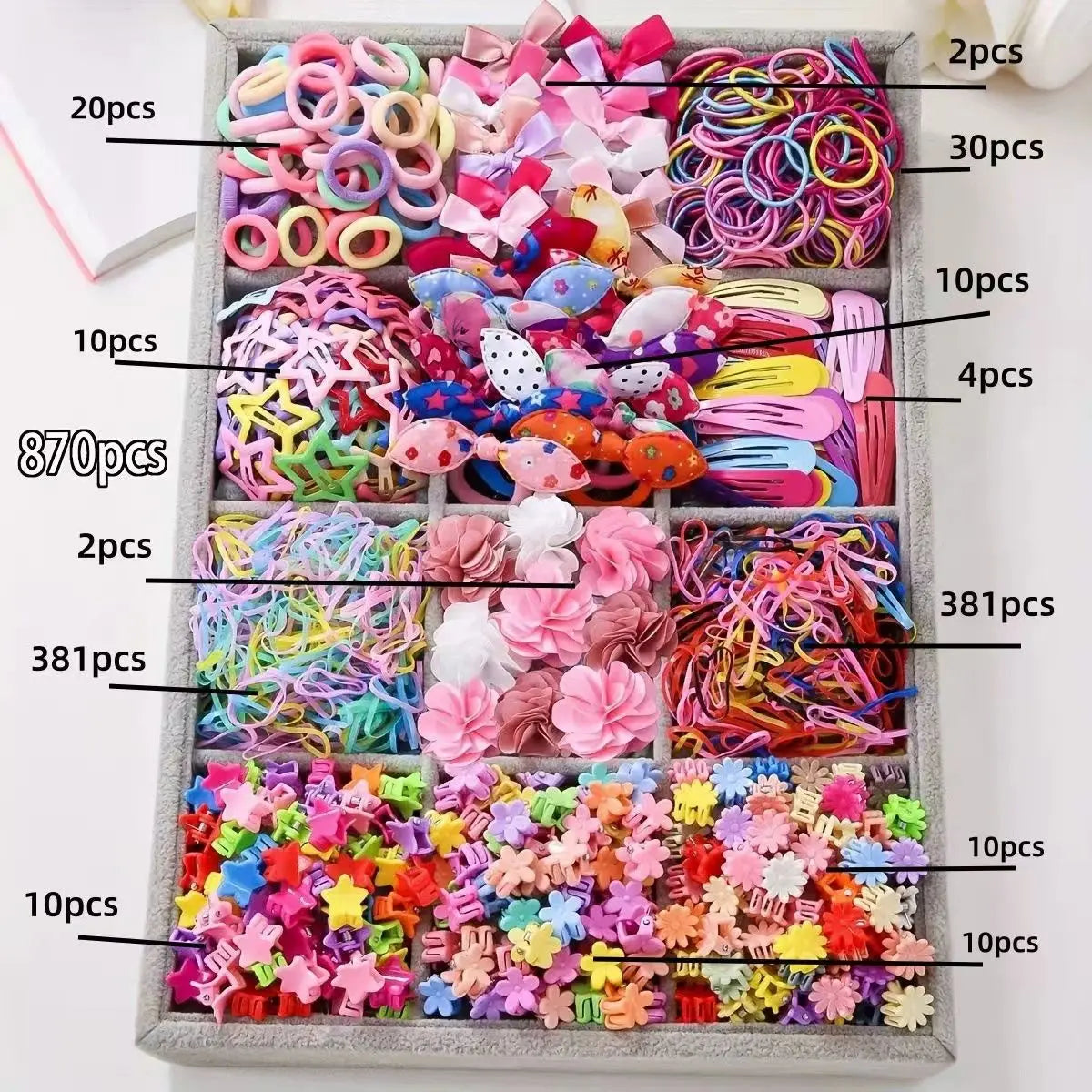 Mega-Set Kinder-Haarschmuck, 748-teilig