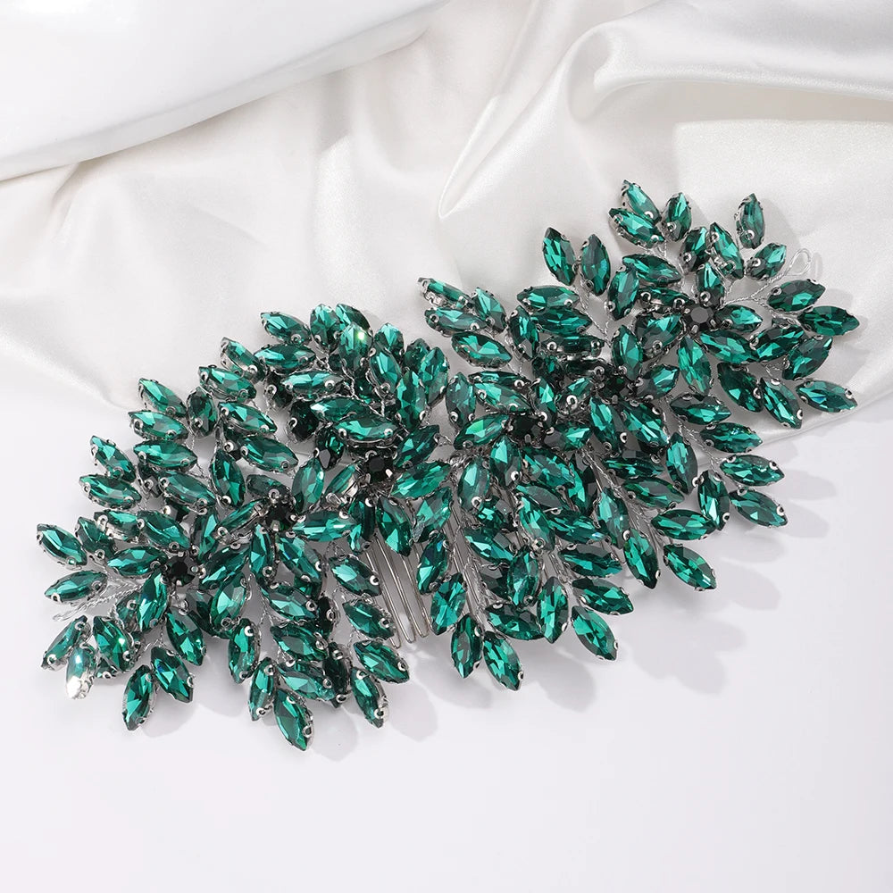 Grüner Strass-Haarkamm-Tiara