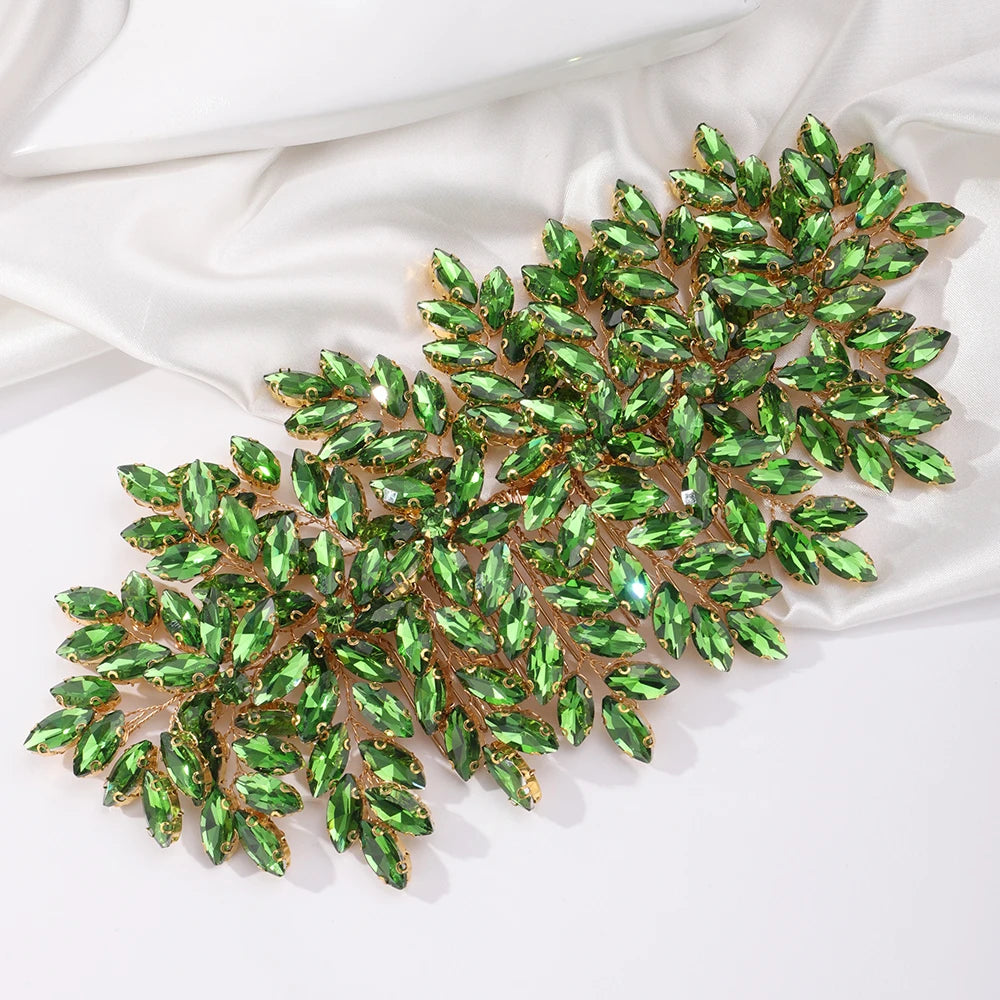 Grüner Strass-Haarkamm-Tiara