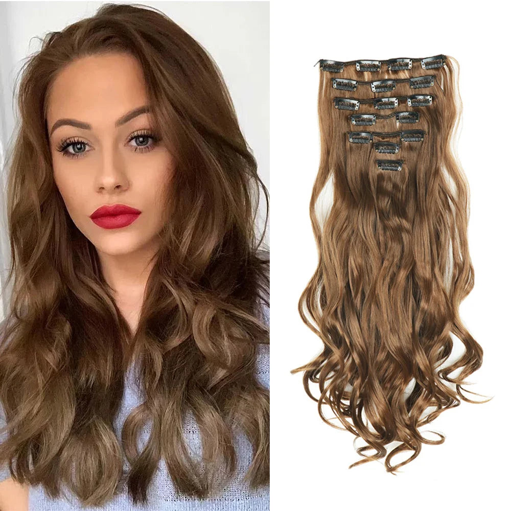 Clip-Extensions 7-teilig, lockig & gewellt, 22 Zoll