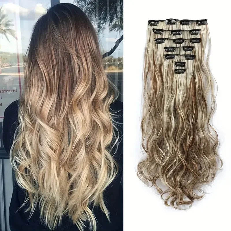 Clip-Extensions 7-teilig, lockig & gewellt, 22 Zoll