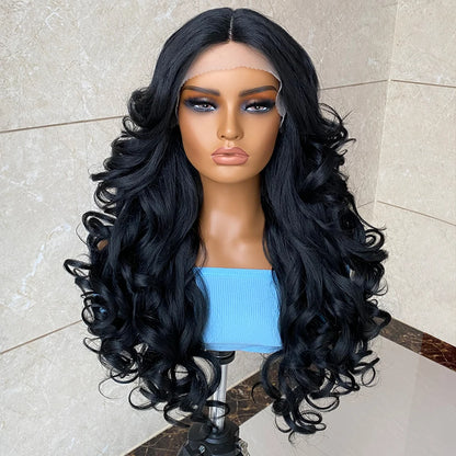 Lockige Lace-Front-Perücke mit Pony, synthetisch