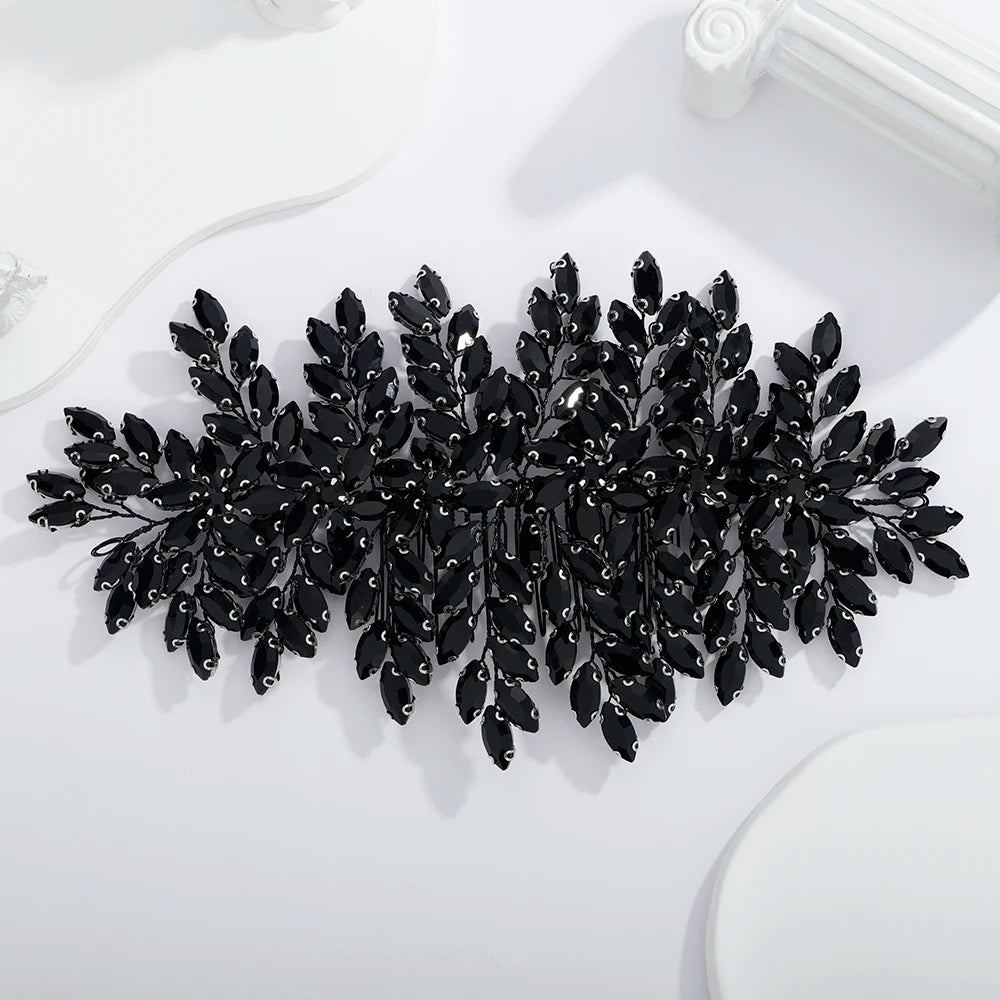 Grüner Strass-Haarkamm-Tiara