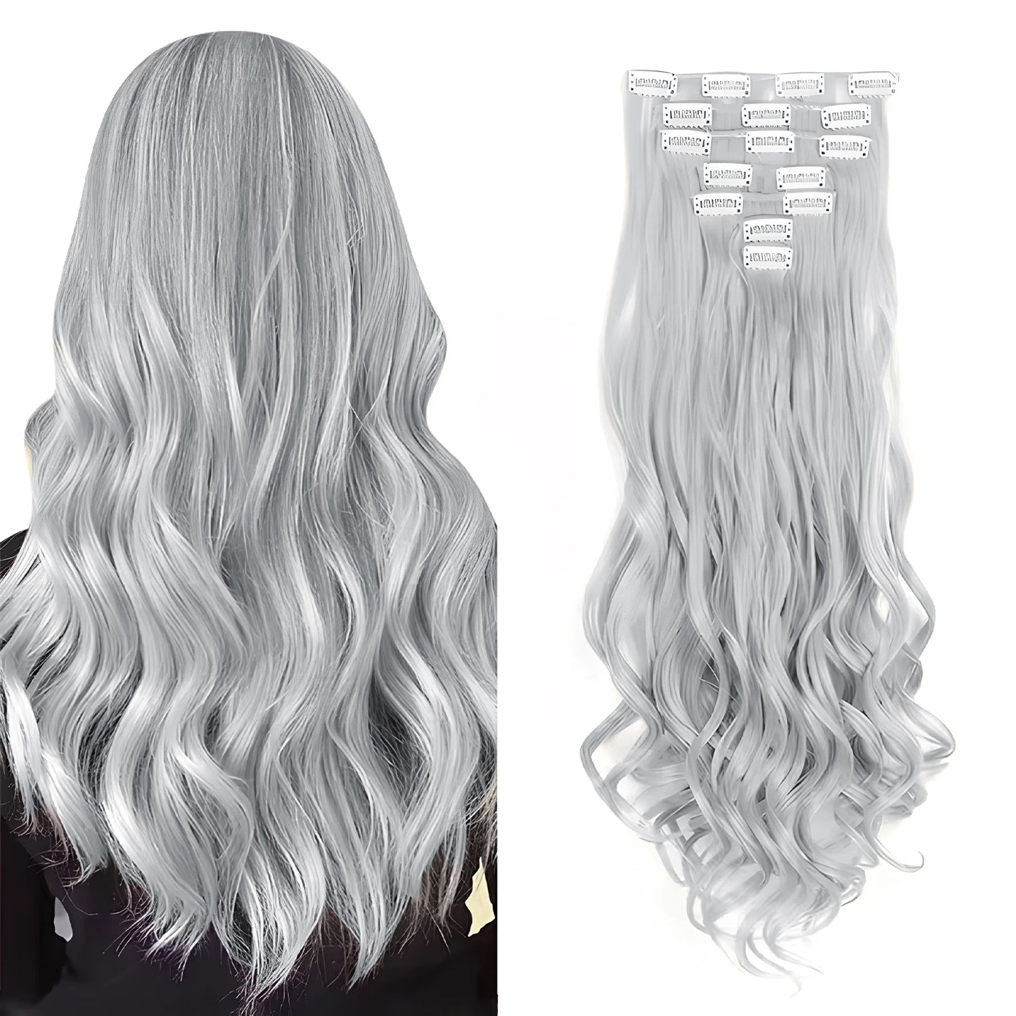 Clip-Extensions 7-teilig, lockig & gewellt, 22 Zoll