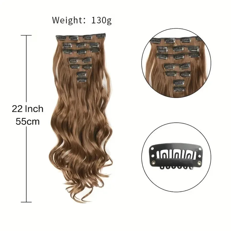 Clip-Extensions 7-teilig, lockig & gewellt, 22 Zoll