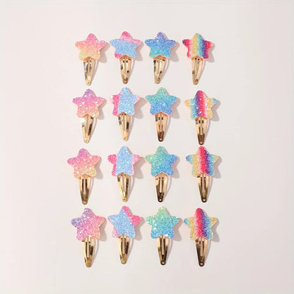 Glitzer-Regenbogen-Kaninchen-BB-Clips, 16-teilig