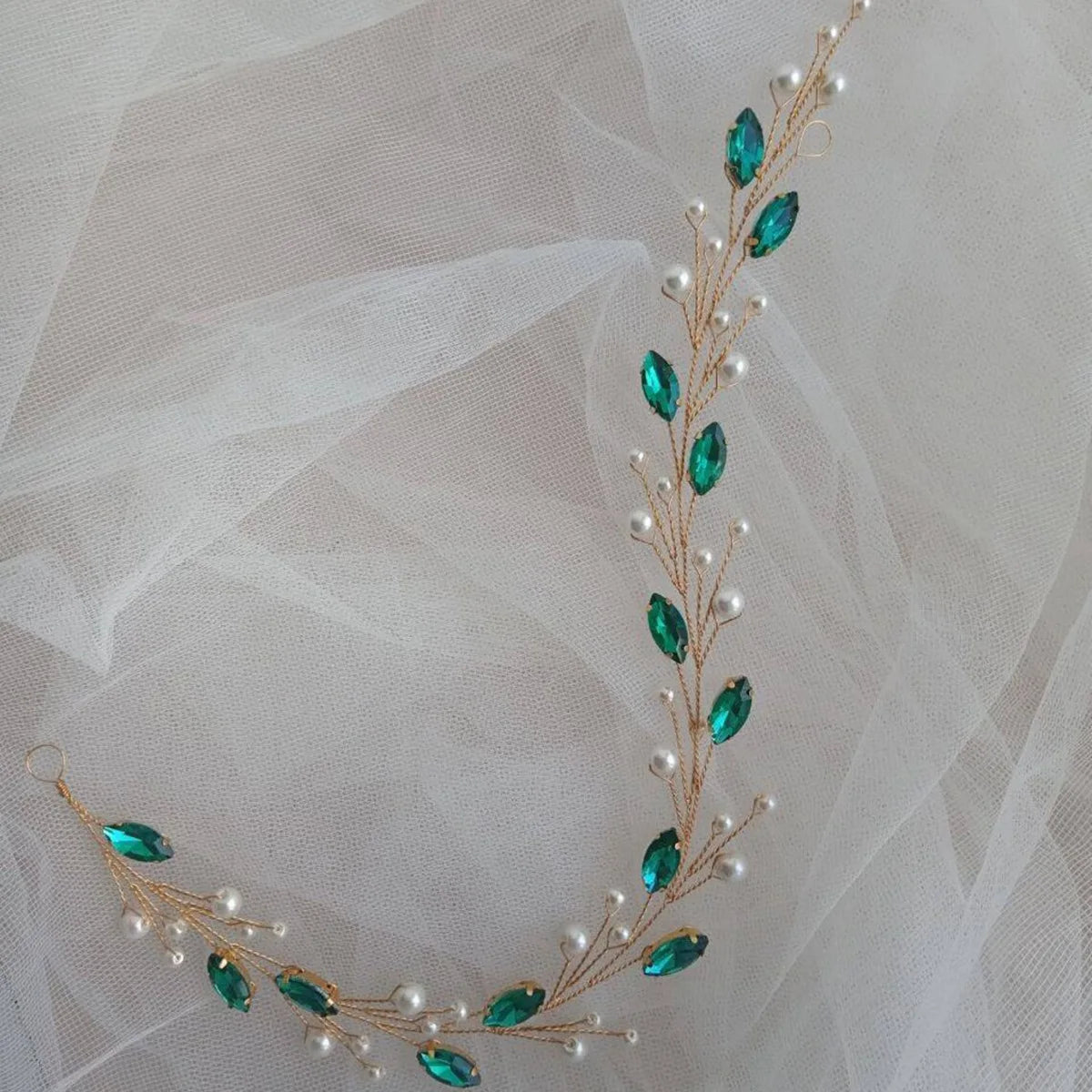 Kristall-Stirnband "Emeralds" für die Braut