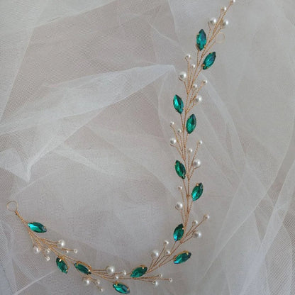 Kristall-Stirnband "Emeralds" für die Braut