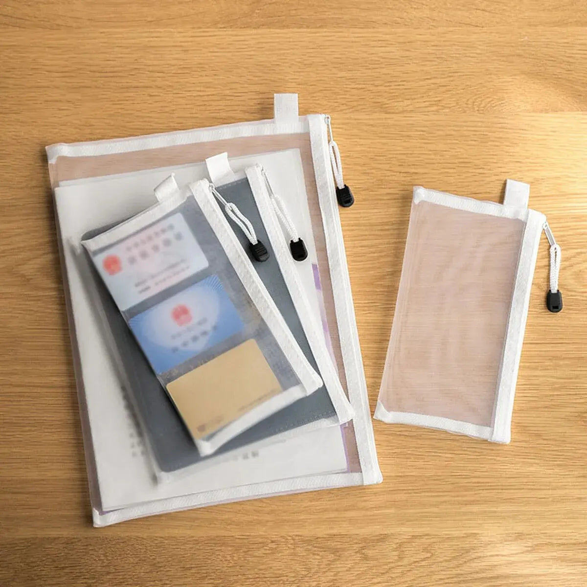 Mesh-Kosmetik-Mäppchen-Set, 3-teilig