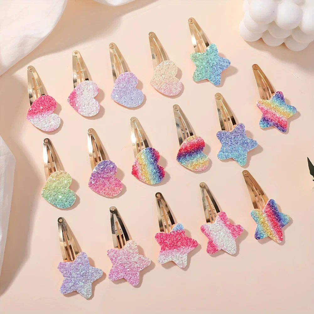Glitzer-Regenbogen-Kaninchen-BB-Clips, 16-teilig