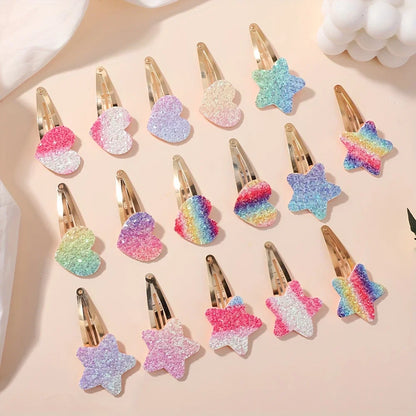 Glitzer-Regenbogen-Kaninchen-BB-Clips, 16-teilig