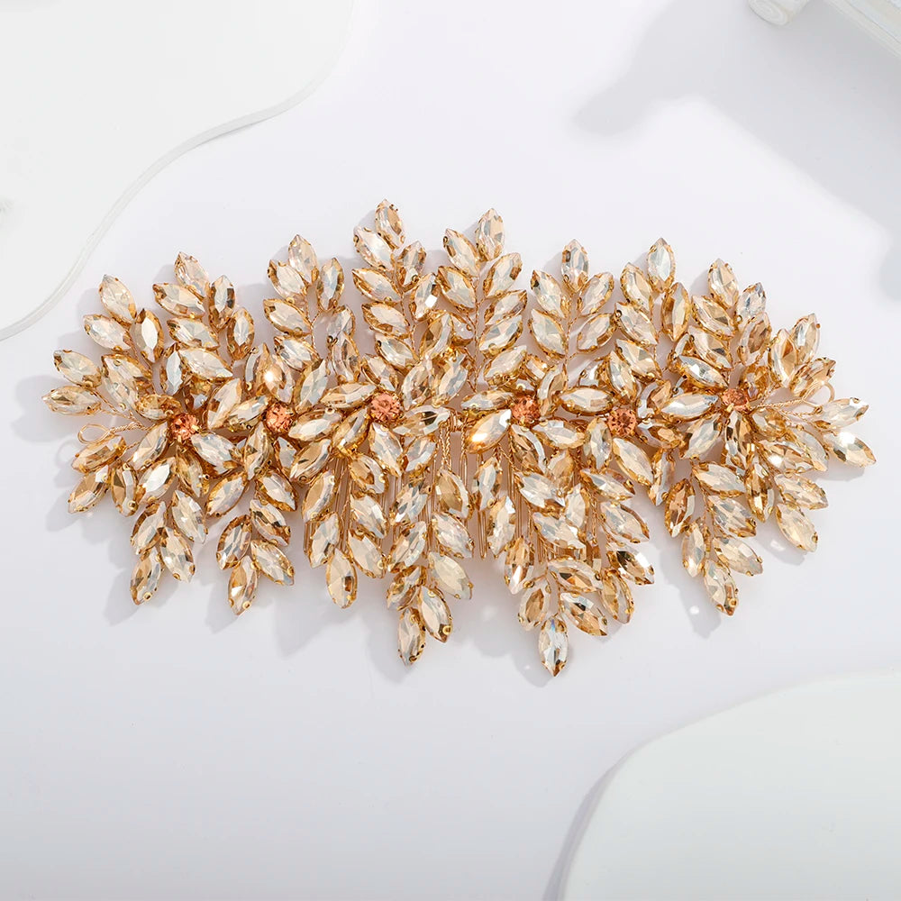 Grüner Strass-Haarkamm-Tiara