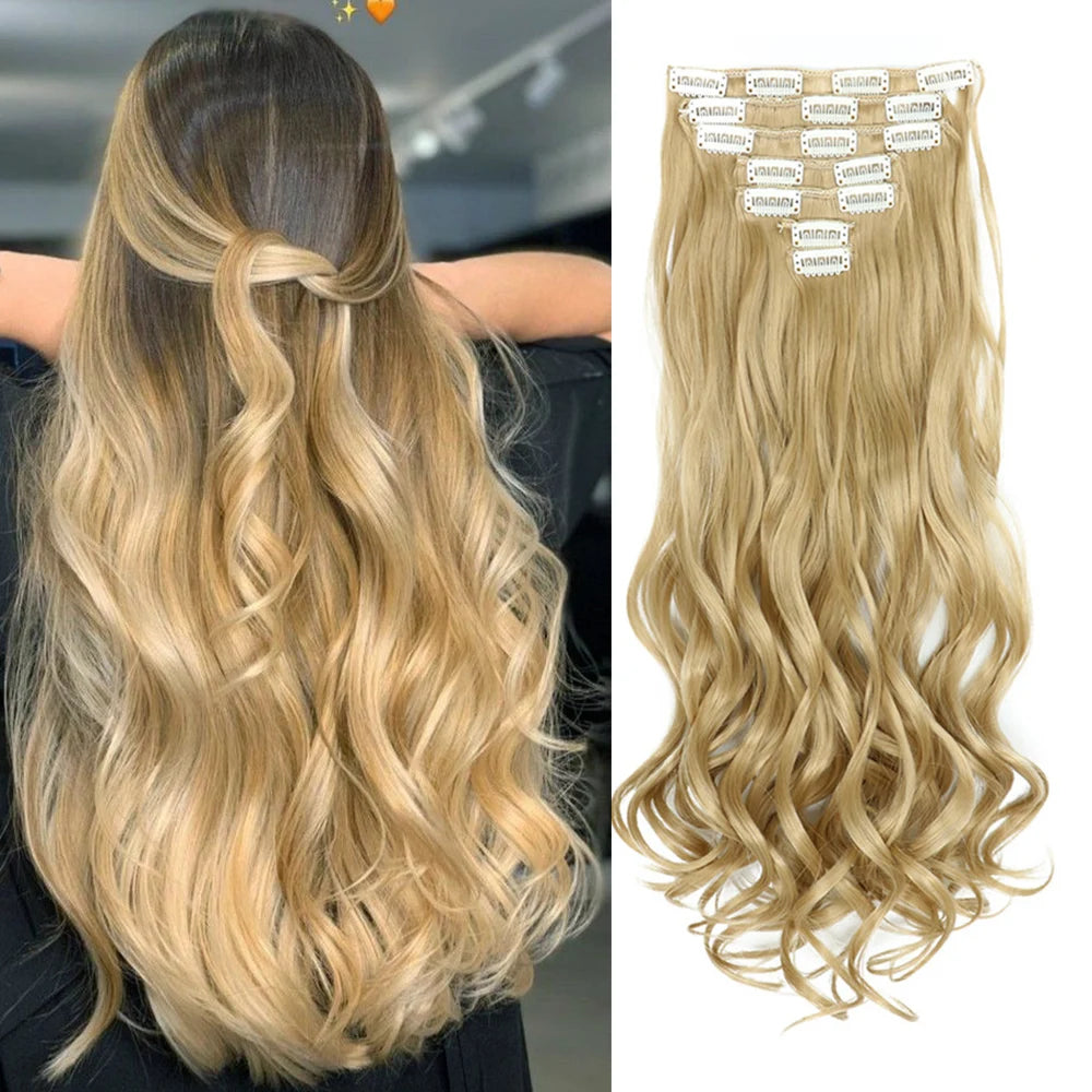 Clip-Extensions 7-teilig, lockig & gewellt, 22 Zoll