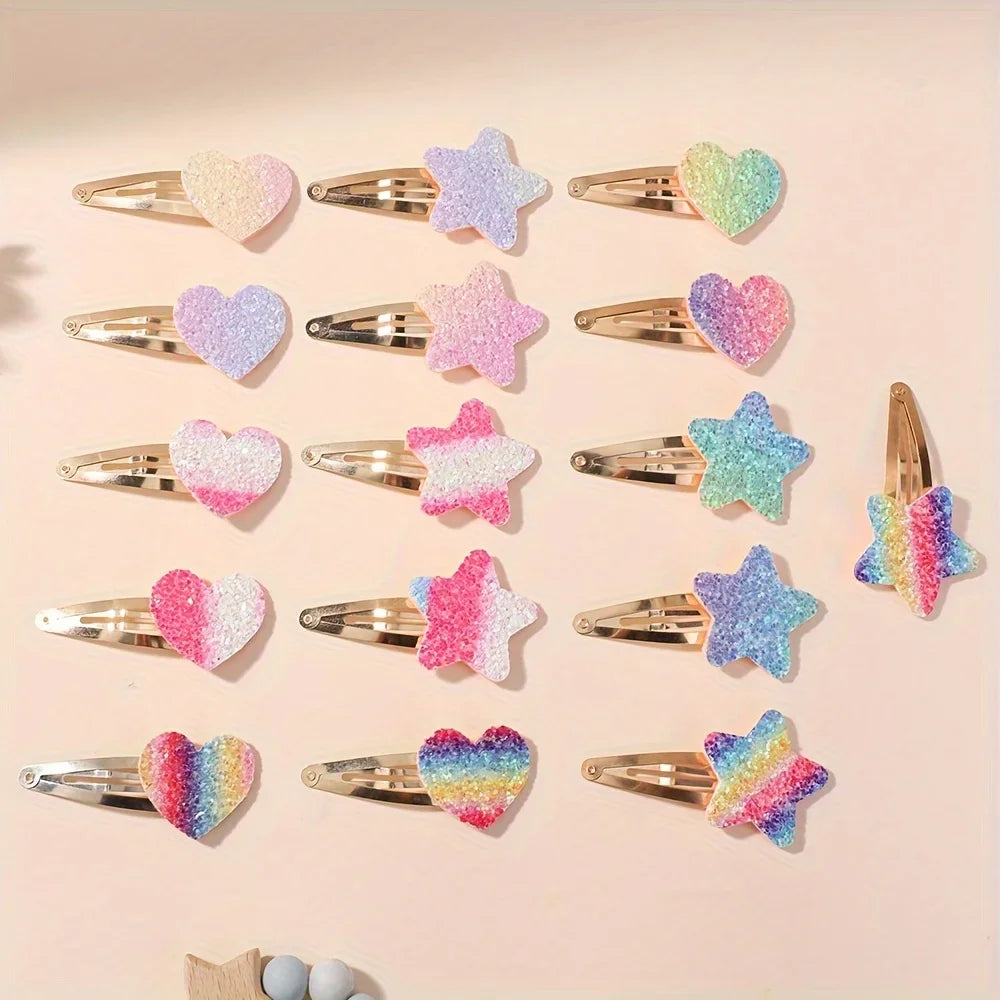 Glitzer-Regenbogen-Kaninchen-BB-Clips, 16-teilig