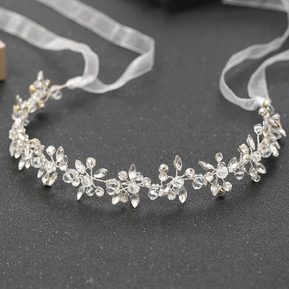 Silber-Stirnband mit Strass-Ranken, Braut