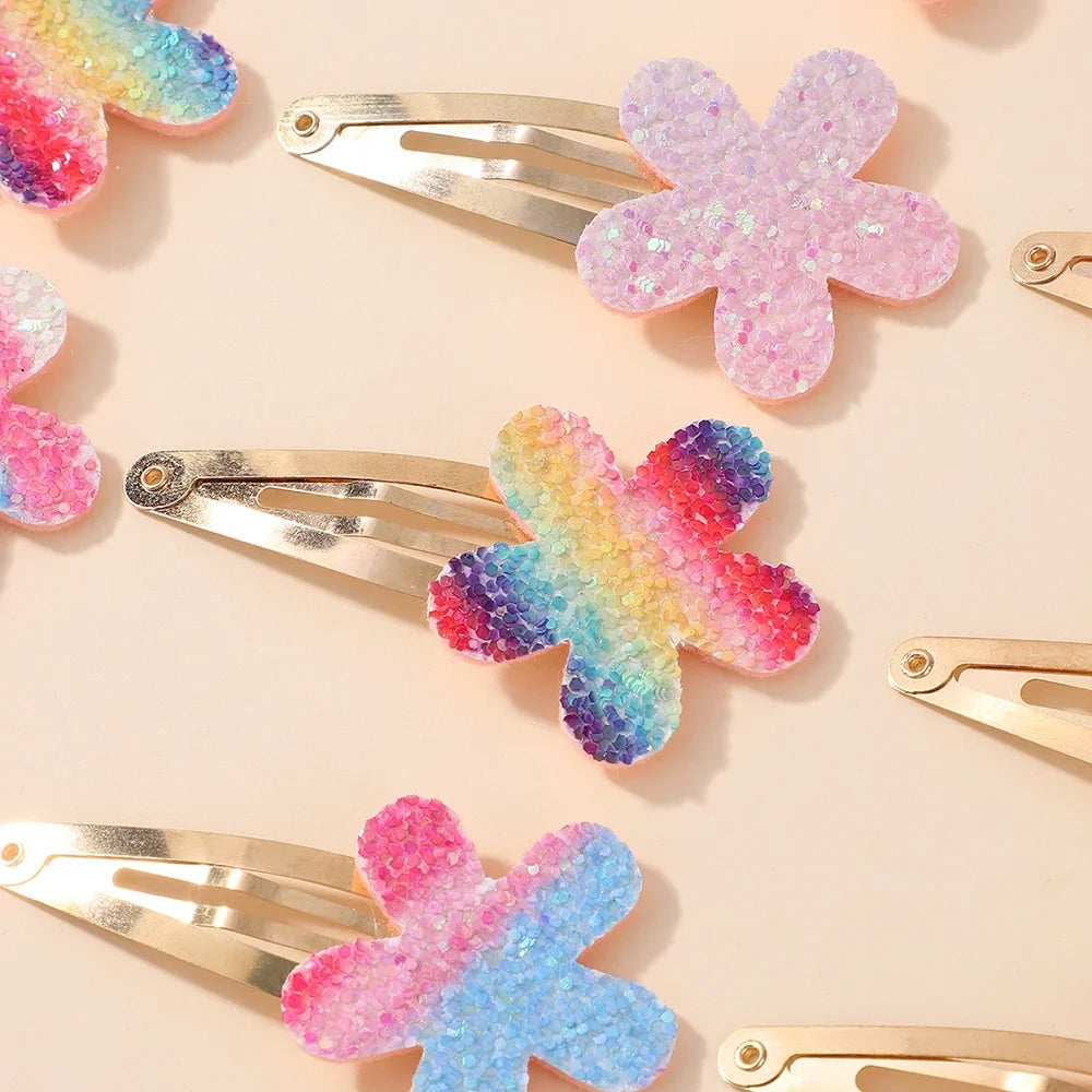 Glitzer-Regenbogen-Kaninchen-BB-Clips, 16-teilig